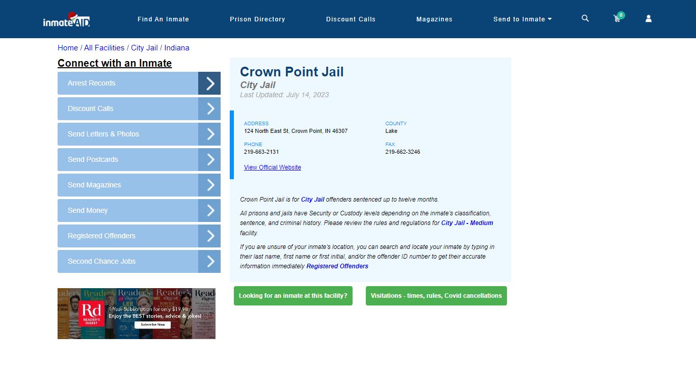 Crown Point Jail | Inmate Locator